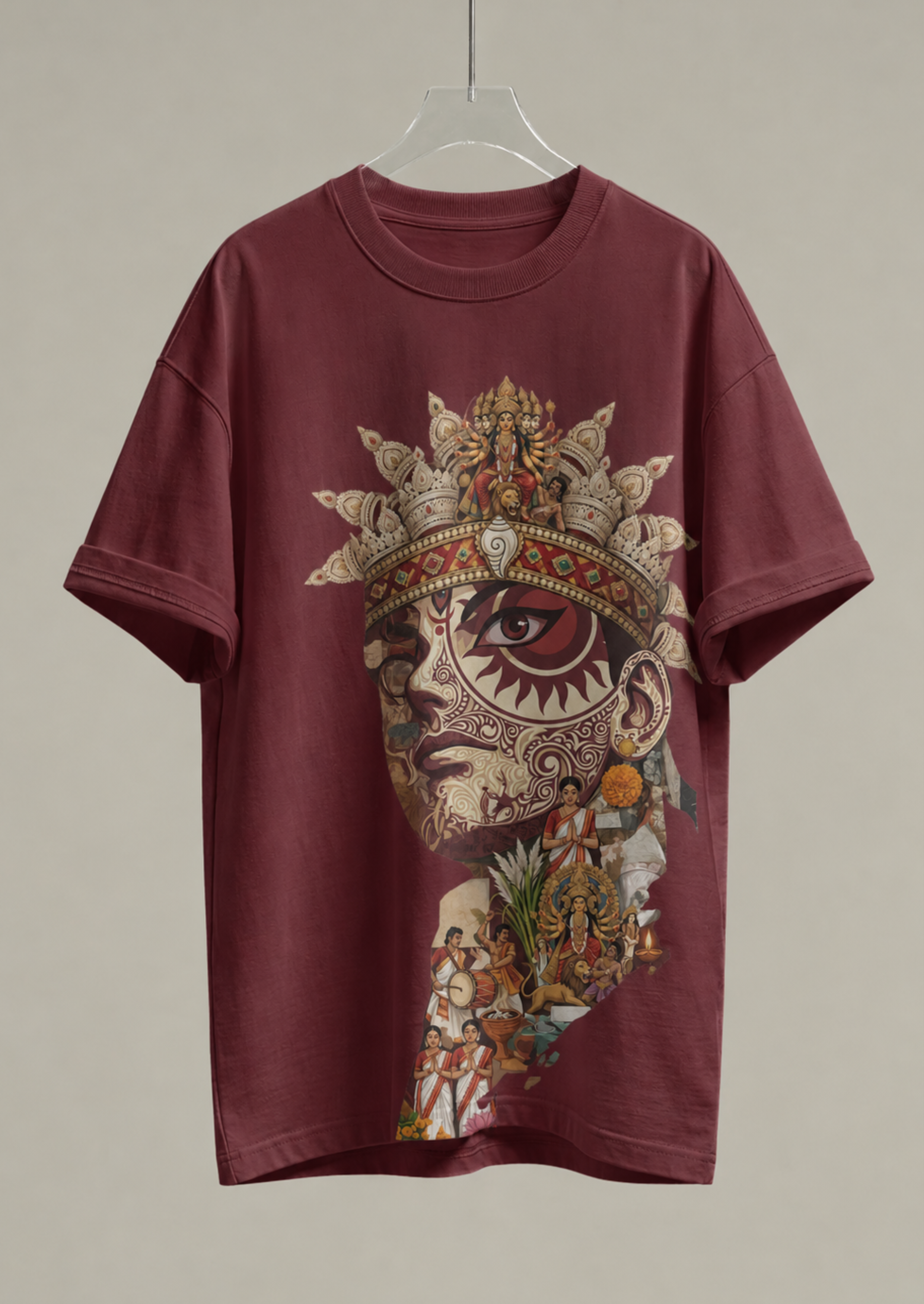 Durga Devi & Indian Cultural Art Printed T-Shirt
